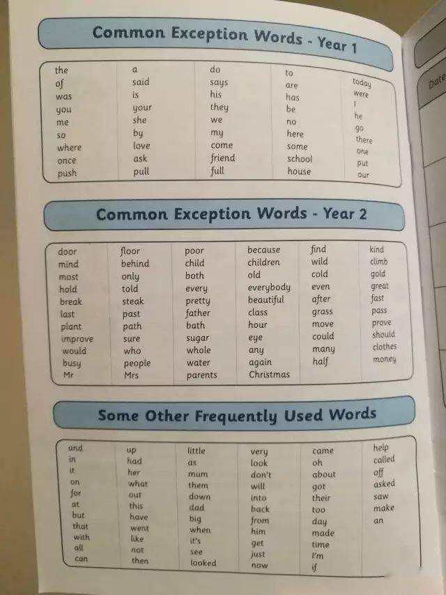 英国小学生英语启蒙最常用单词表
