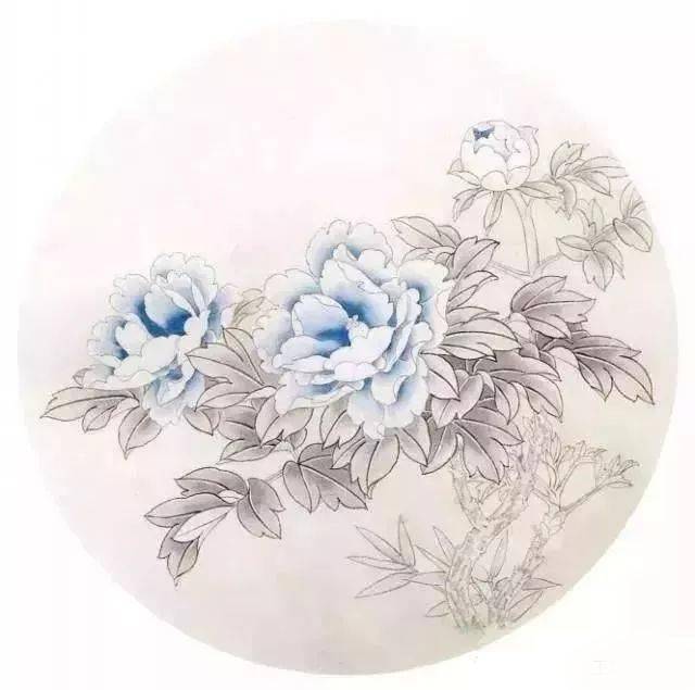 工笔圆扇牡丹画法一学就会