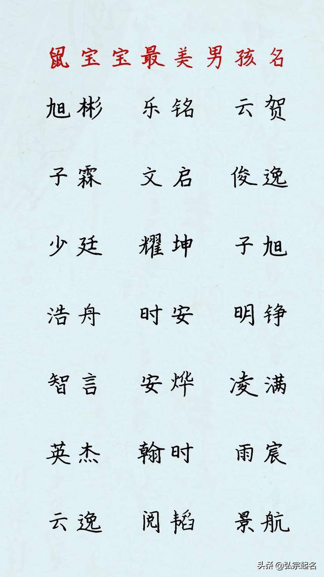 鼠年最美的男孩名字