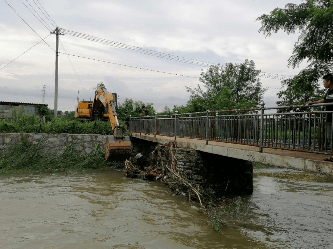 凉亭村开展暴雨过后河道清淤工作