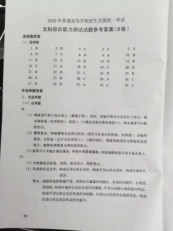 高考|高考全国卷Ⅰ（正题）答案来了！