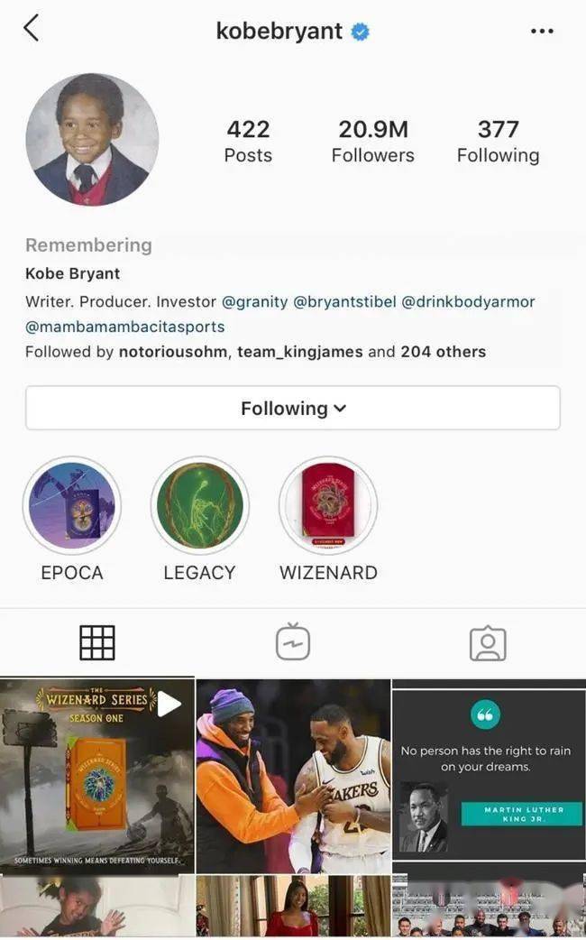 科比|科比社媒转为缅怀账户 不能登陆但网友仍可留言