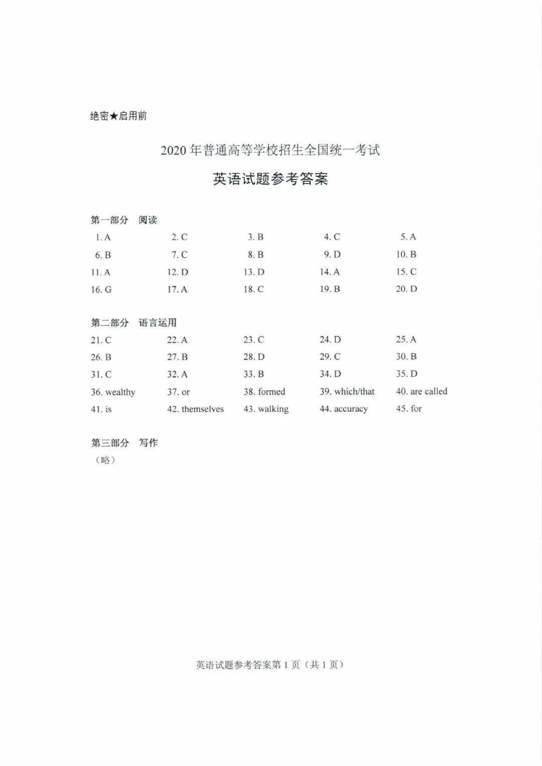 试题|快来估分！2020山东高考试题和答案来了