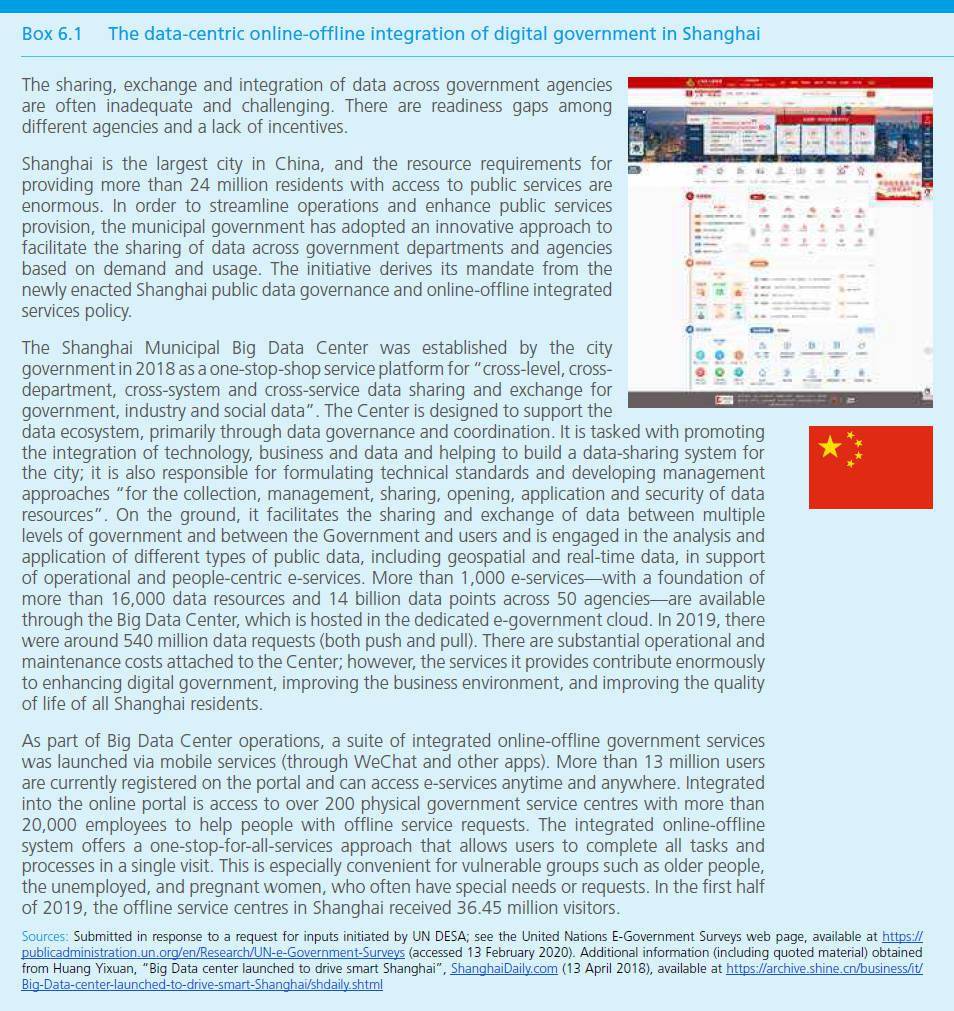 联合国发布《2020电子政务调查报告》，上海“一网通办”入选联合国经典案例