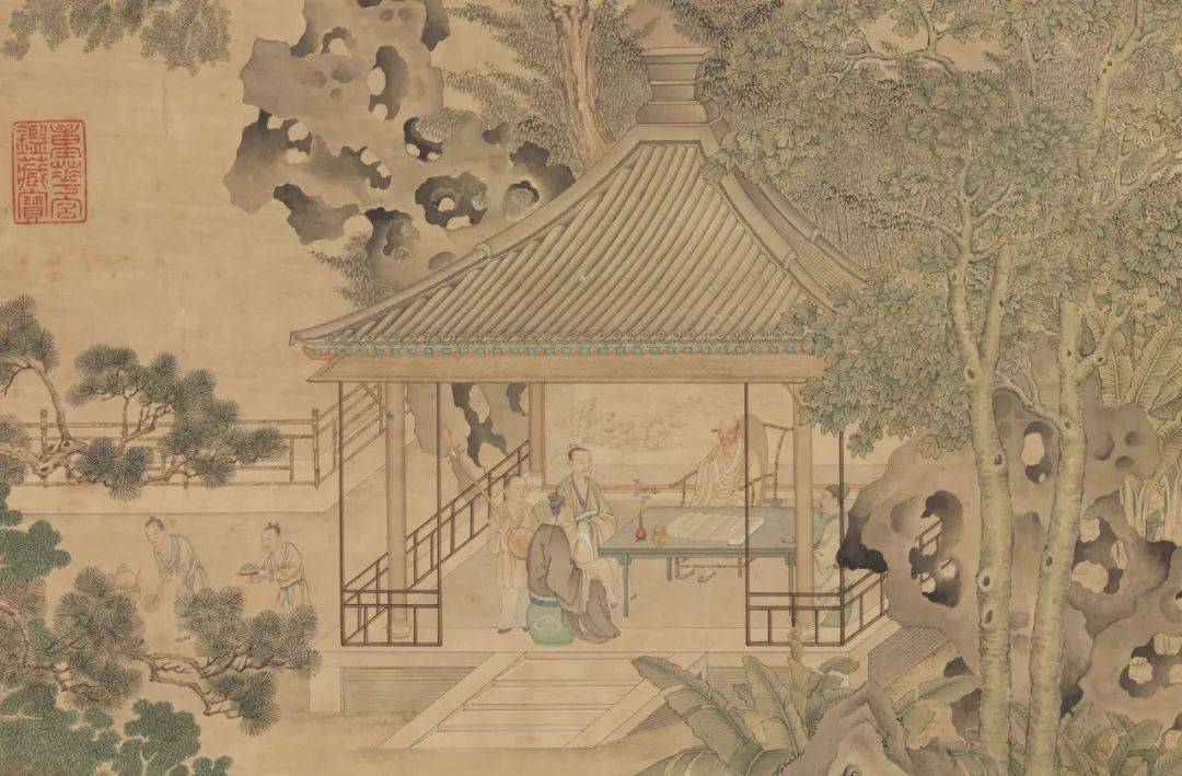 丁观鹏摹《西园雅集图》(局部)