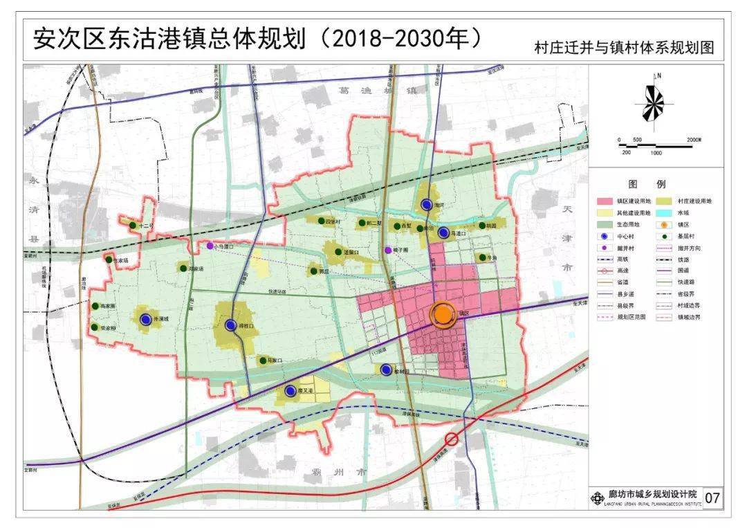 安次区东沽港镇村庄迁并与镇村体系规划图