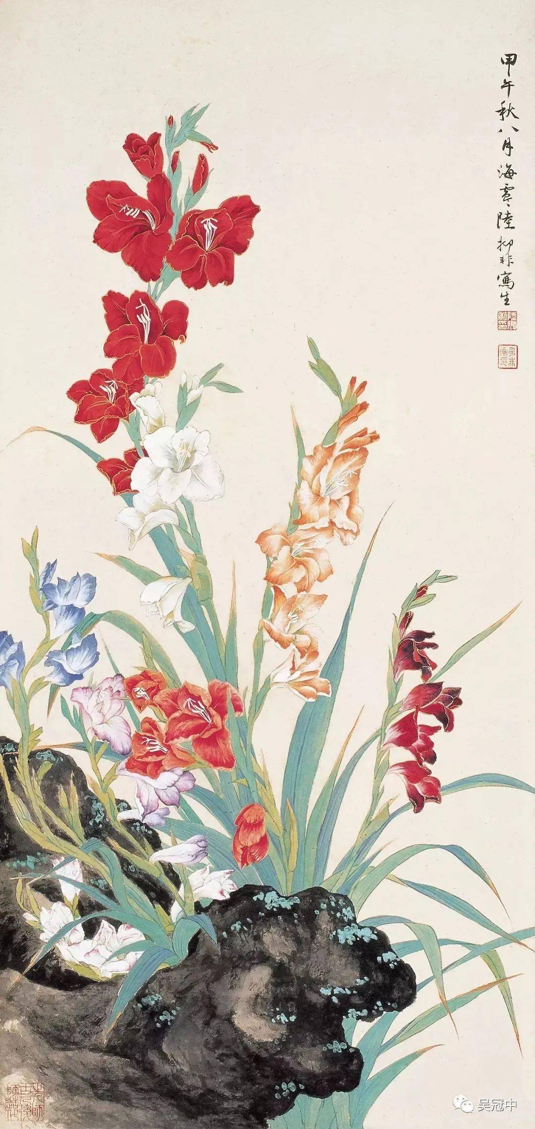 他的花鸟画,潘天寿称赞"用色第一 "