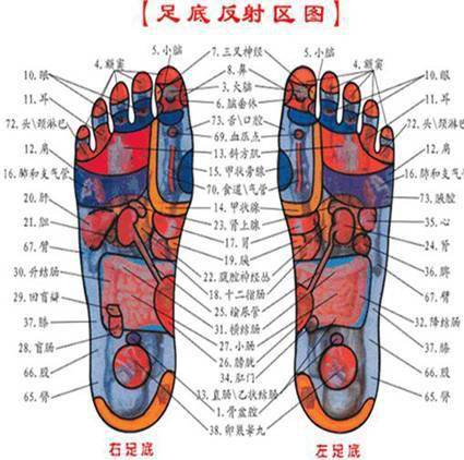 双手大拇指并拢,用力摁住该位置,往上推36次,至脚底发热为止.