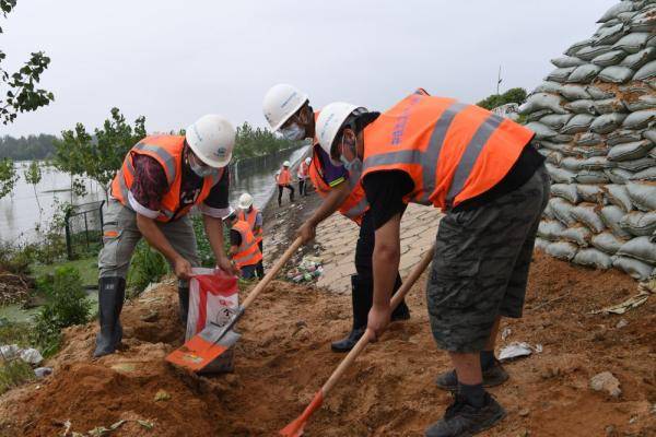 抗洪|中国中铁武汉电气化局抢险突击队员抗洪保江堤