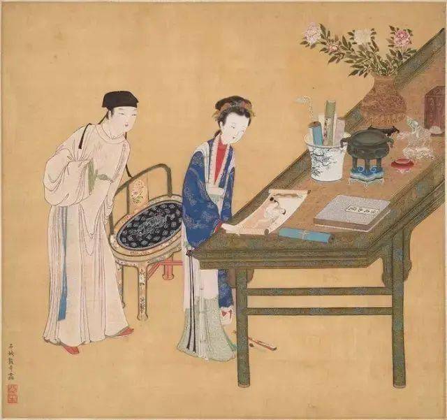 国画中看古人的书斋布置