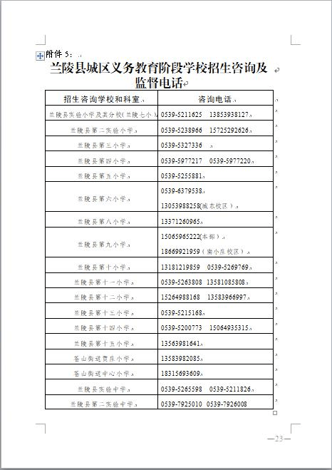 刚刚!2020兰陵县小学初中招生片区划分和入学方案出炉