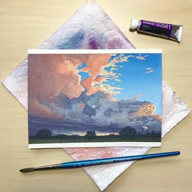 适合新手的水彩风景画画面简单但意境十足