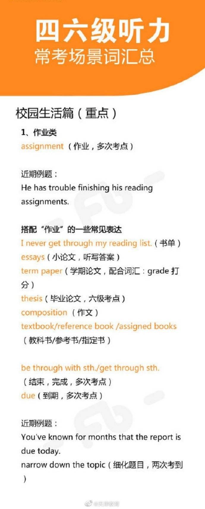 场景|保存这份四六级听力常考场景词汇总，助你高分过级