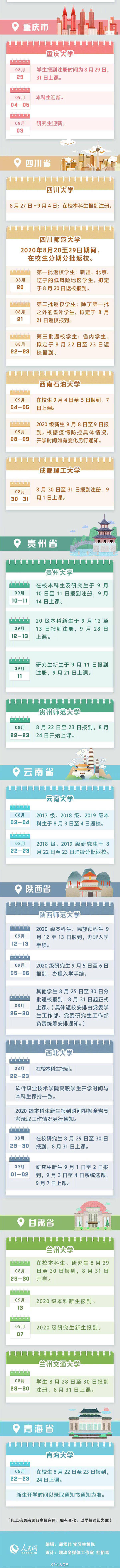 时间|全国高校2020秋季开学时间