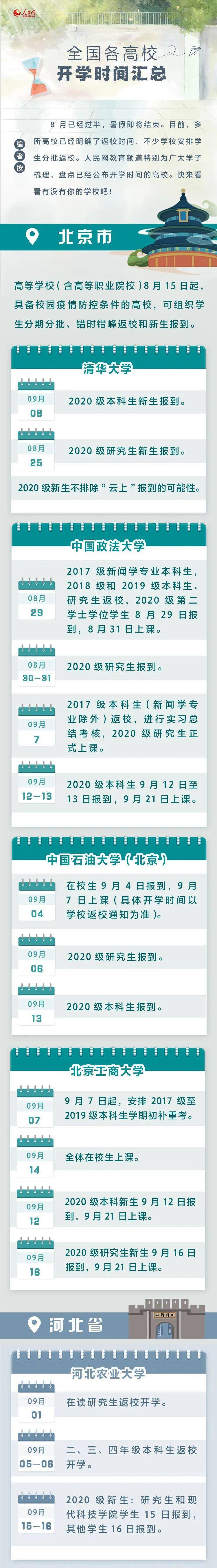 高校|这些高校，开学时间定了！