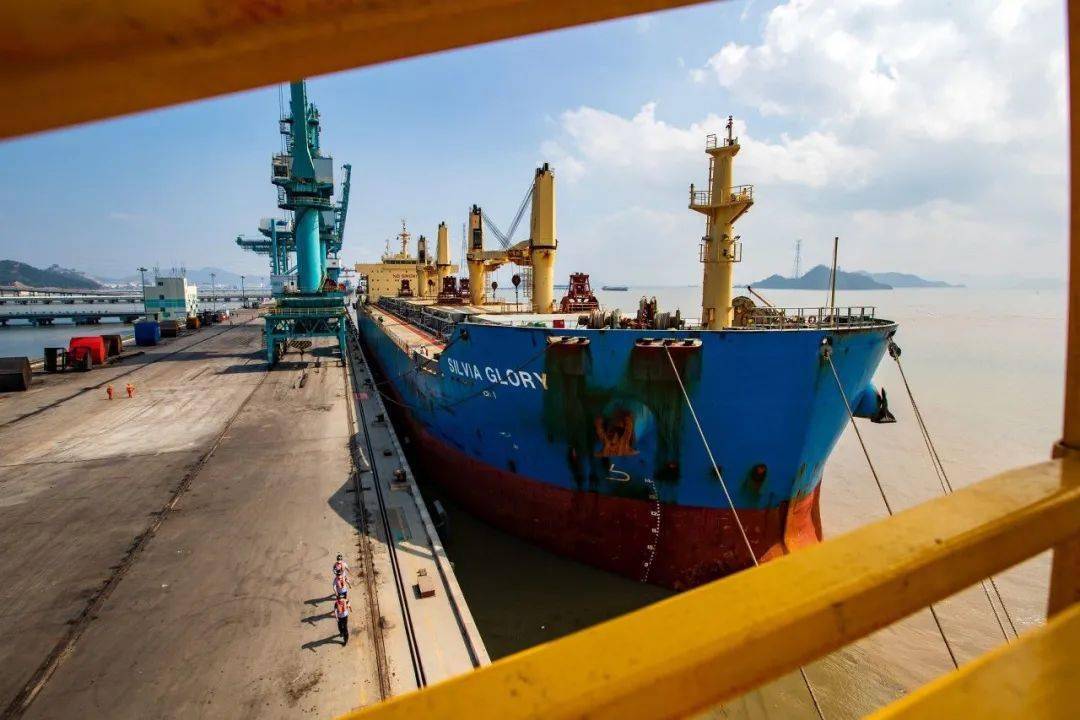 乐清湾港区a区码头迎来首艘国际航线船舶