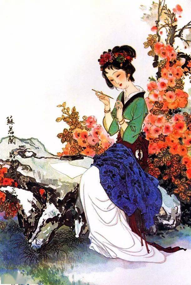 周昉国画高清电子图唐宫挥扇仕女图簪花图宫乐图人物工笔素材