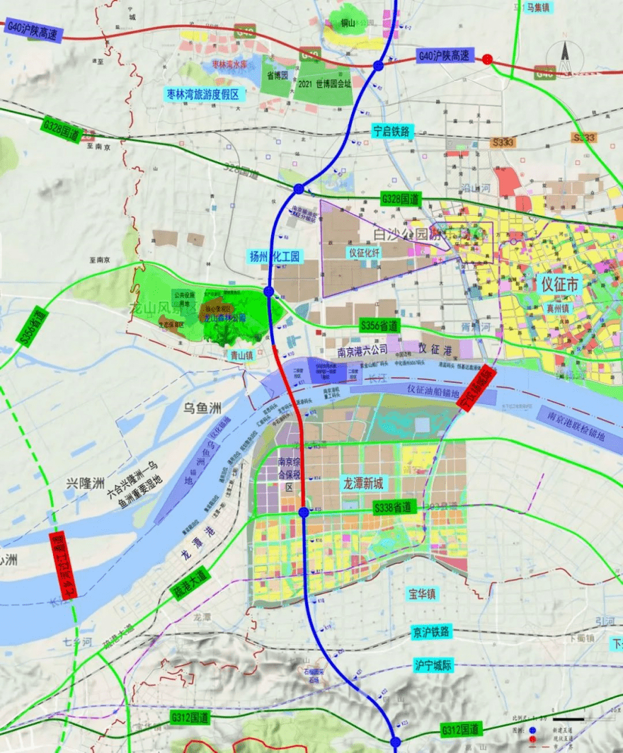 规划线路图 宁镇扬同城化重要交通设施