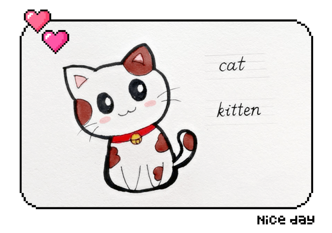 英语萌萌画cat猫kitten小猫