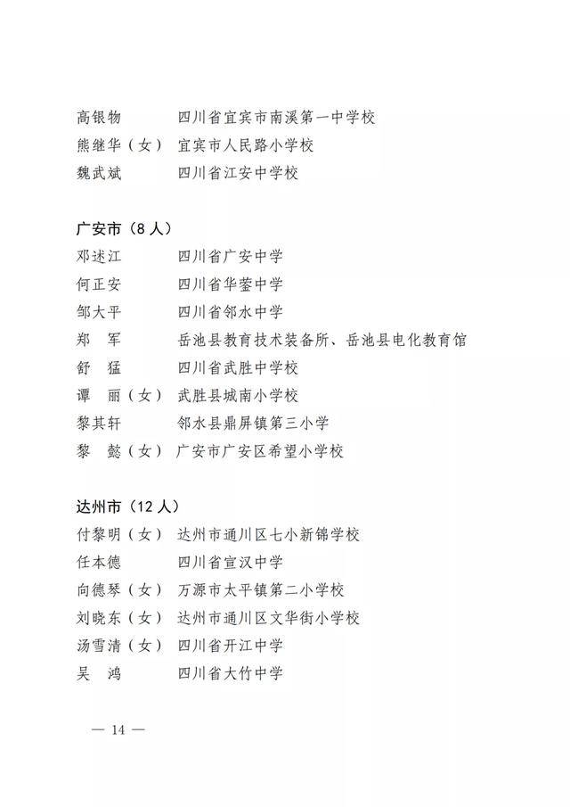 四川|点赞！四川教书育人名师、名校长、名班主任、名辅导员名单出炉