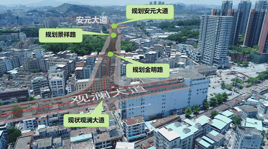 富澜路(观澜大道-安元大道)现状及效果图 道路设计等级为  城市主干