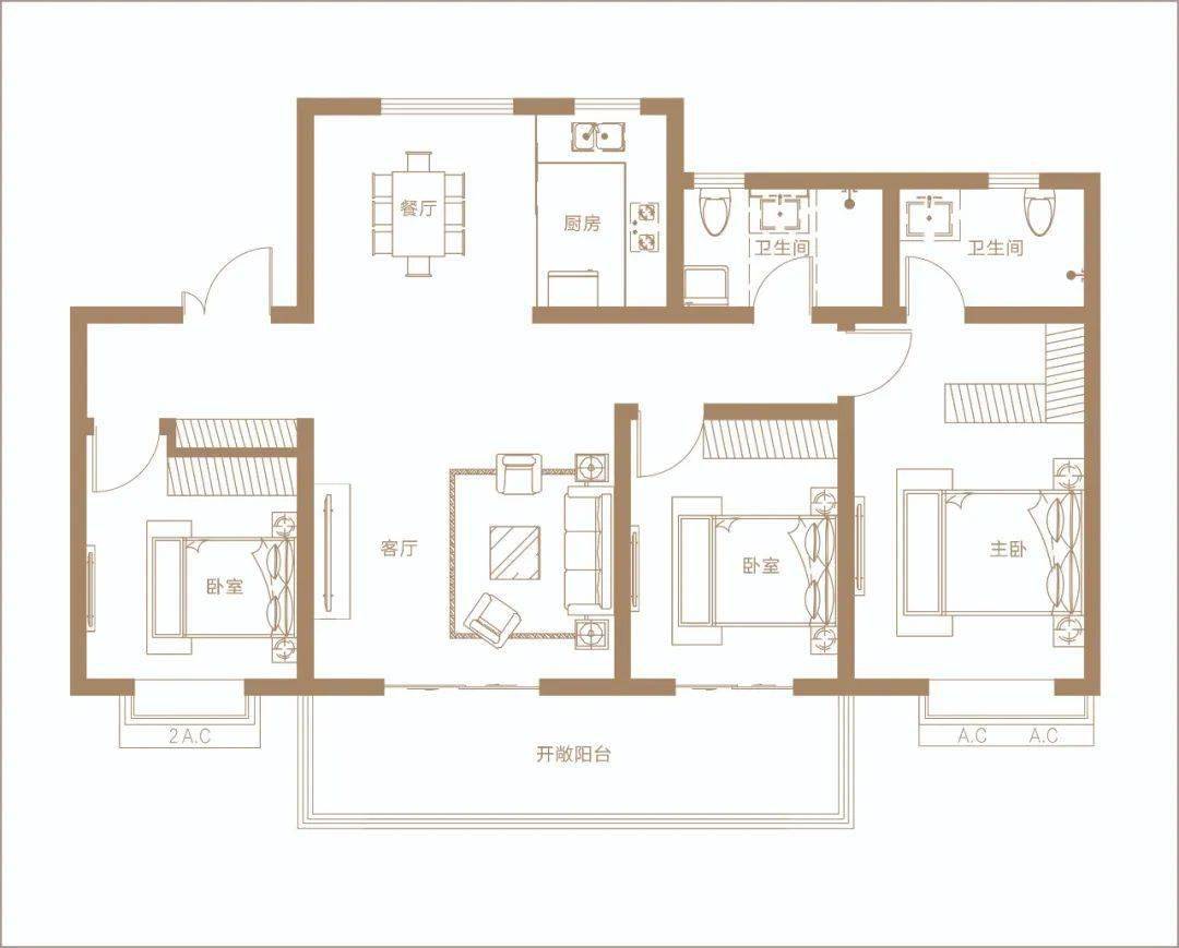 图:建安·雅筑建面约125㎡户型图【三室两厅两卫】图:建安·雅筑建面