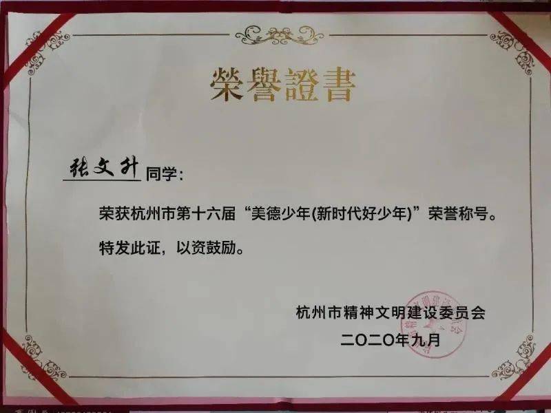 向他学习杭州市美德少年张文升用爱触摸光明