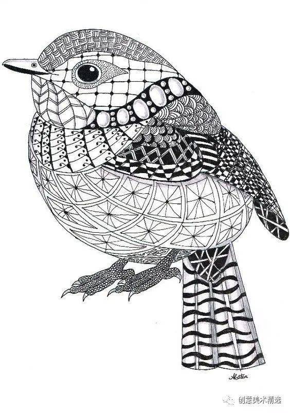 线描临摹必备——20张动物主题黑白装饰画