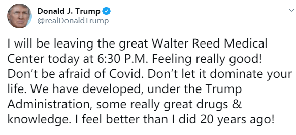 沃尔特·里|刚刚，特朗普出院！入院治疗4天，自称＂比20年前感觉还要好＂，将投入到竞选活动！美股全线上涨