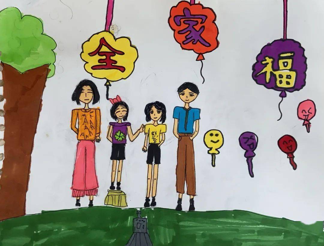 手绘全家福丨石牌小学四年级优秀作品欣赏,为你喜欢的
