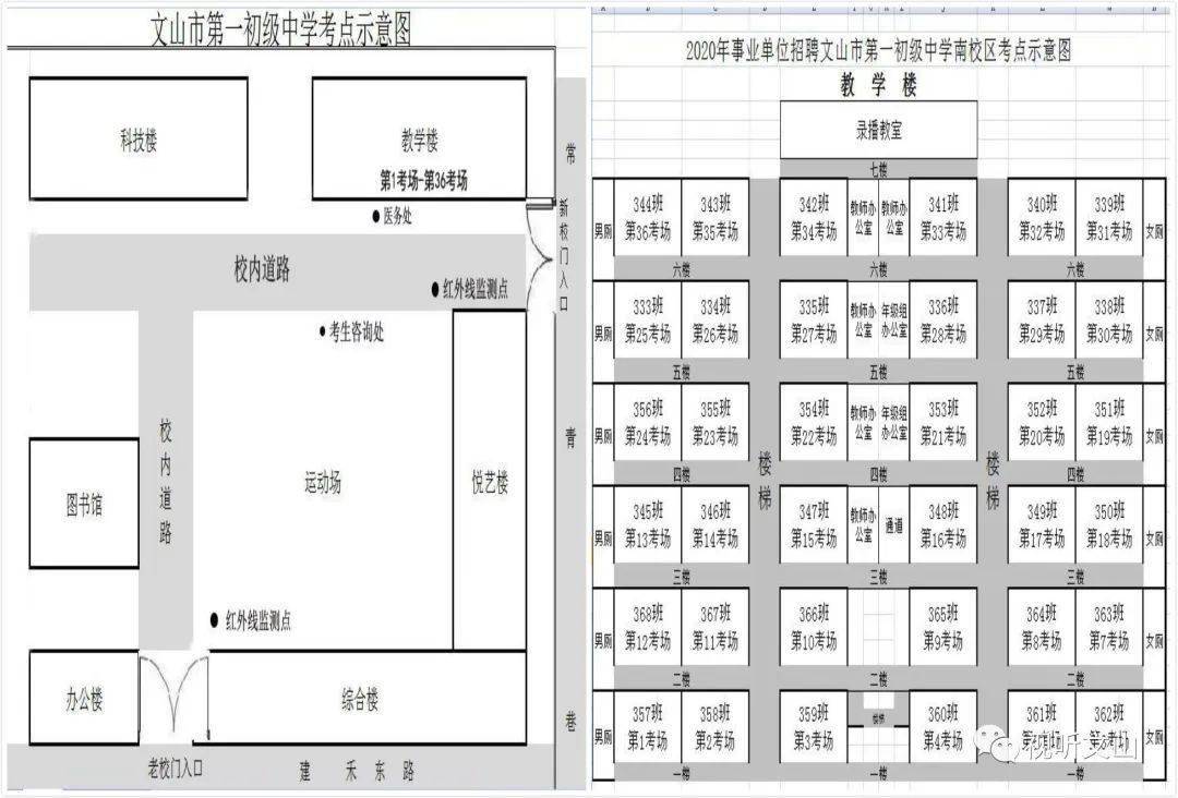 超详细考场示意图文山事业单位考生必看