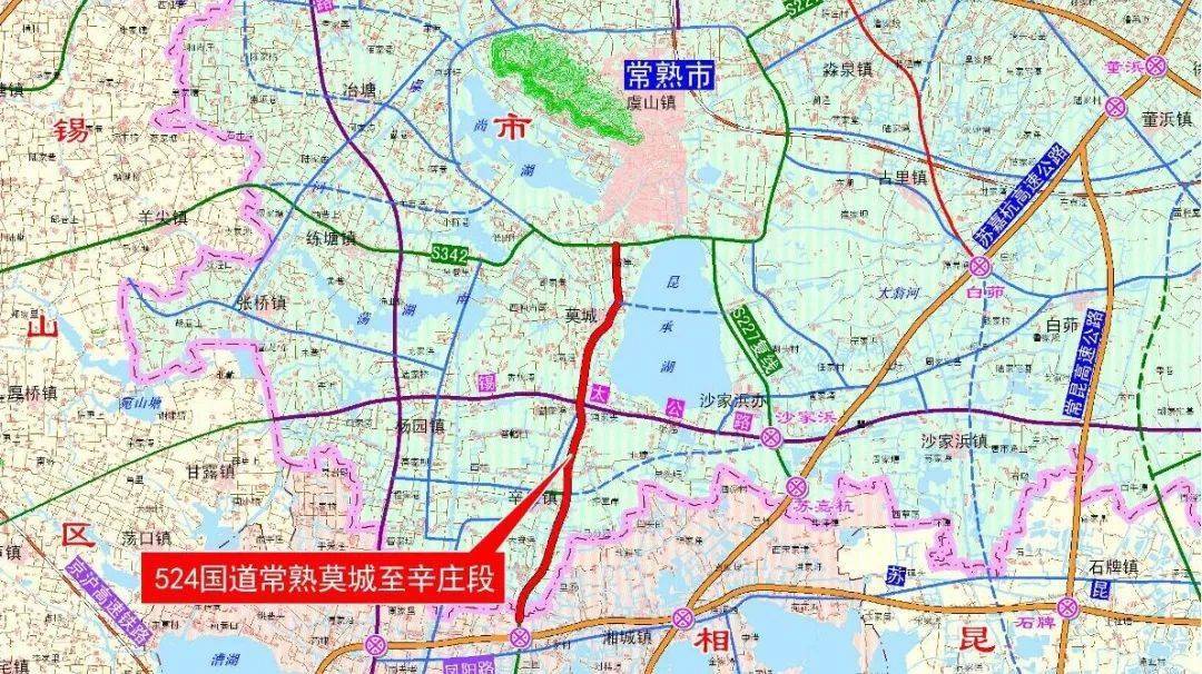 常熟和苏州之间的快速路 524国道莫城至辛庄段改扩建工程 正在有序