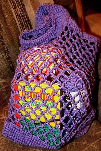 毛线|用剩余的毛线钩了几个购物网袋，出门真是好用极了！