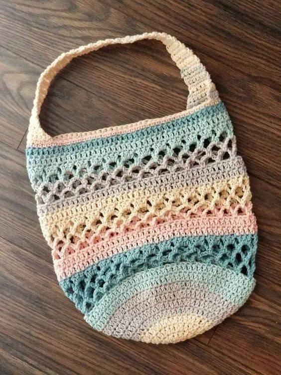 毛线|用剩余的毛线钩了几个购物网袋，出门真是好用极了！