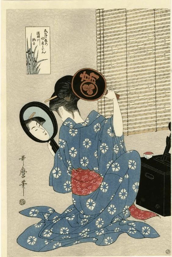 与服饰"没线式"相结合的喜多川歌麿创立的"肉色线描",是浮世绘美人画