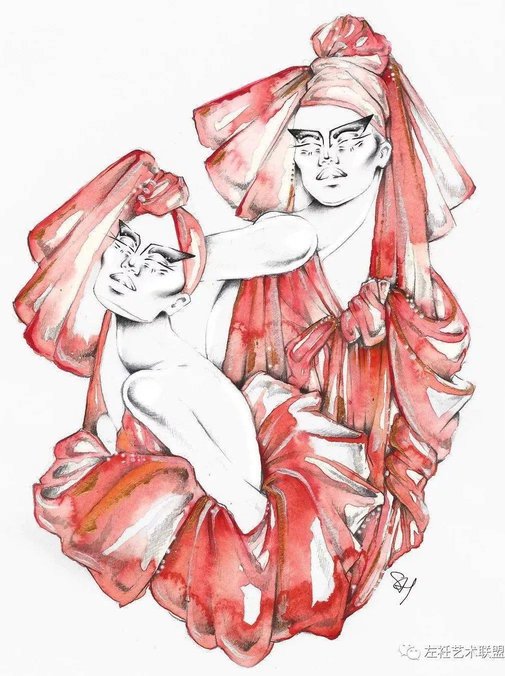 时尚|时装画上的褶皱不知怎么画？向这位时尚插画界的＂三宅一生＂学习一下！