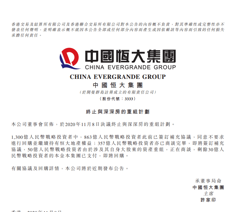 交易|7.6万股东苦等4年，深深房A终止筹划重大资产重组事项，周一复牌，中国恒大最新回应！