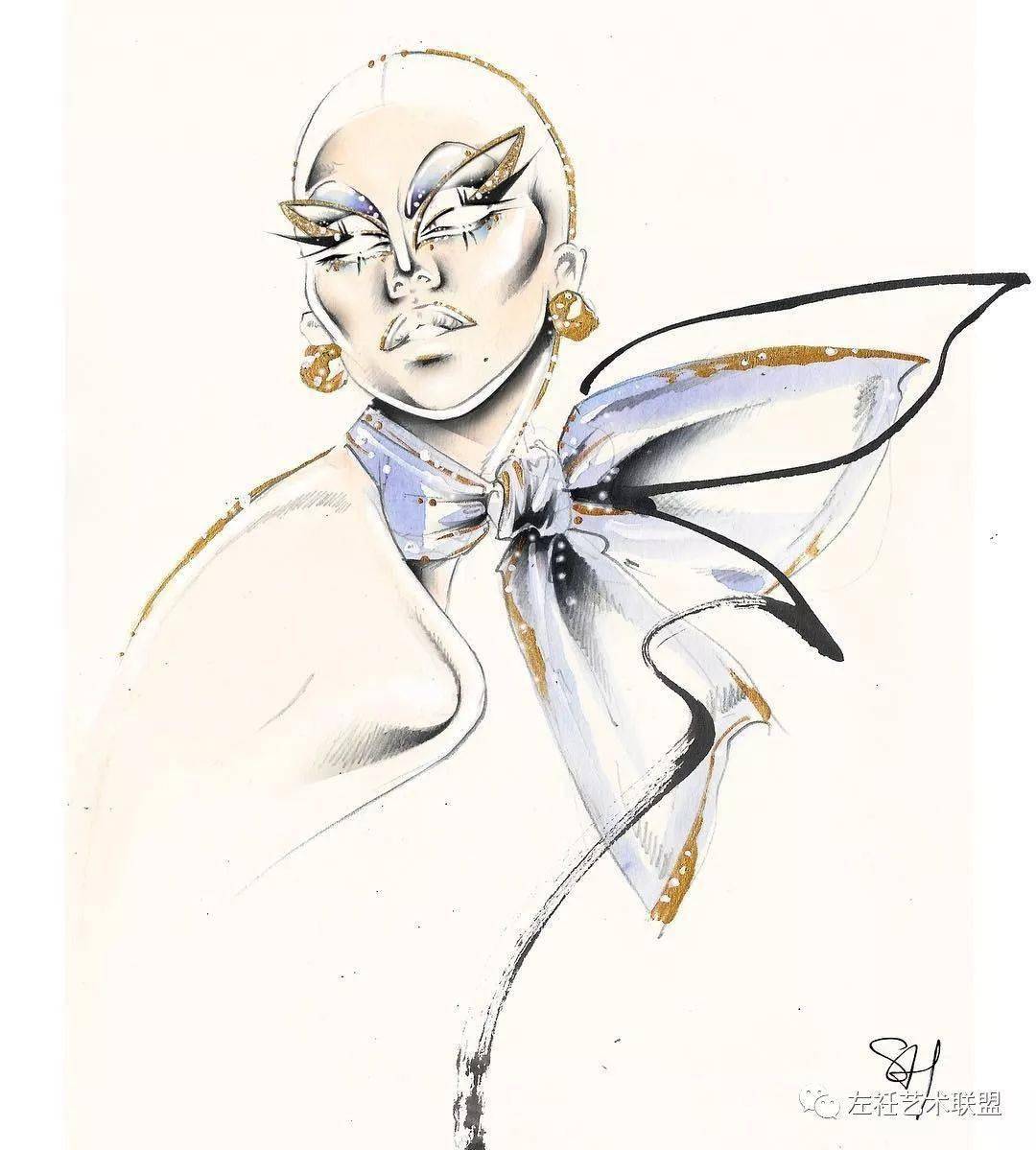 时尚|时装画上的褶皱不知怎么画？向这位时尚插画界的＂三宅一生＂学习一下！