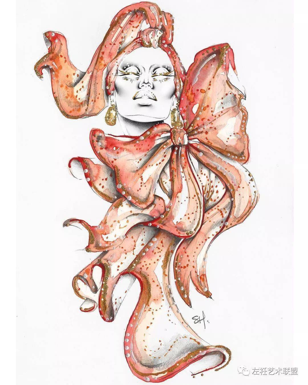 时尚|时装画上的褶皱不知怎么画？向这位时尚插画界的＂三宅一生＂学习一下！