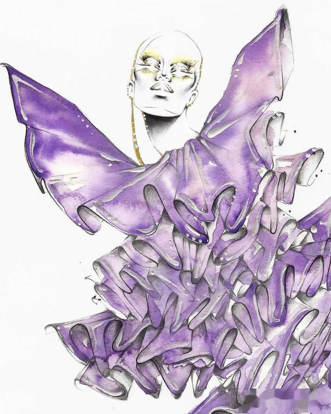 时尚|时装画上的褶皱不知怎么画？向这位时尚插画界的＂三宅一生＂学习一下！