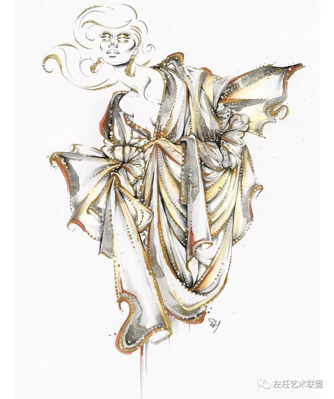 时尚|时装画上的褶皱不知怎么画？向这位时尚插画界的＂三宅一生＂学习一下！