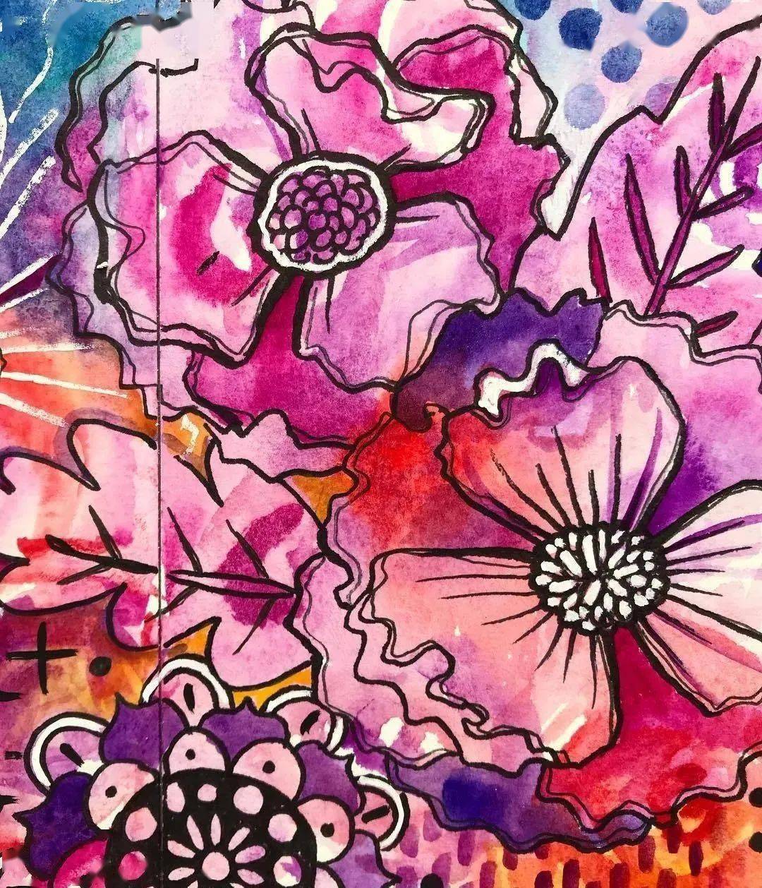 素材分享——漂亮的花卉色彩装饰画