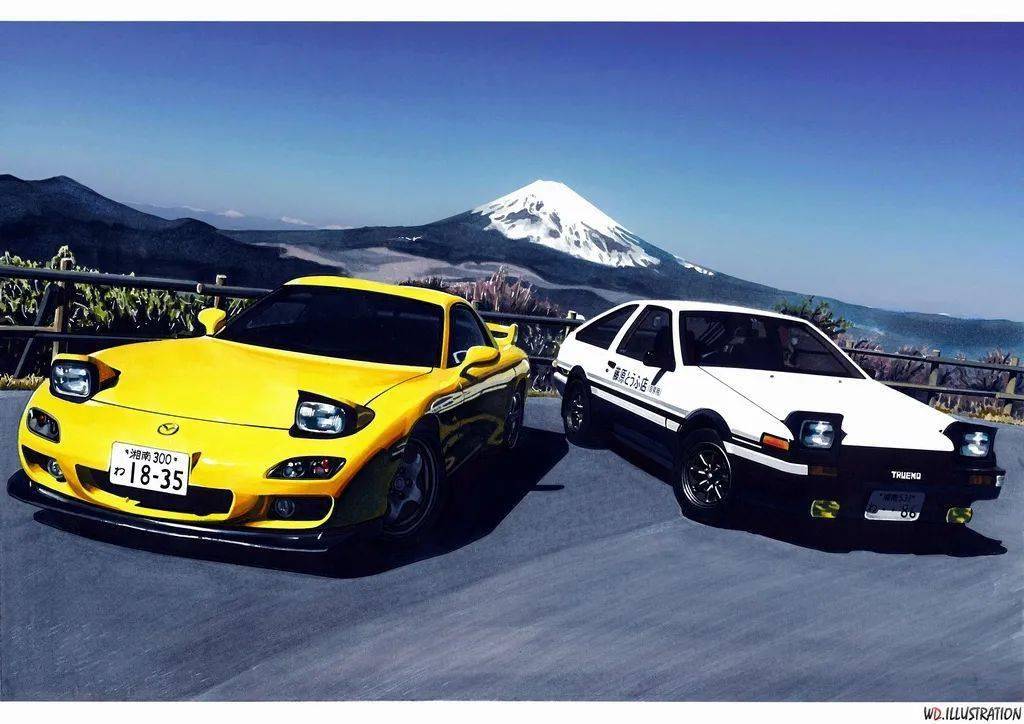 图中富士山下的宛如jdm粉丝心中图腾信仰的rx-7(参数|图片)和ae86是否