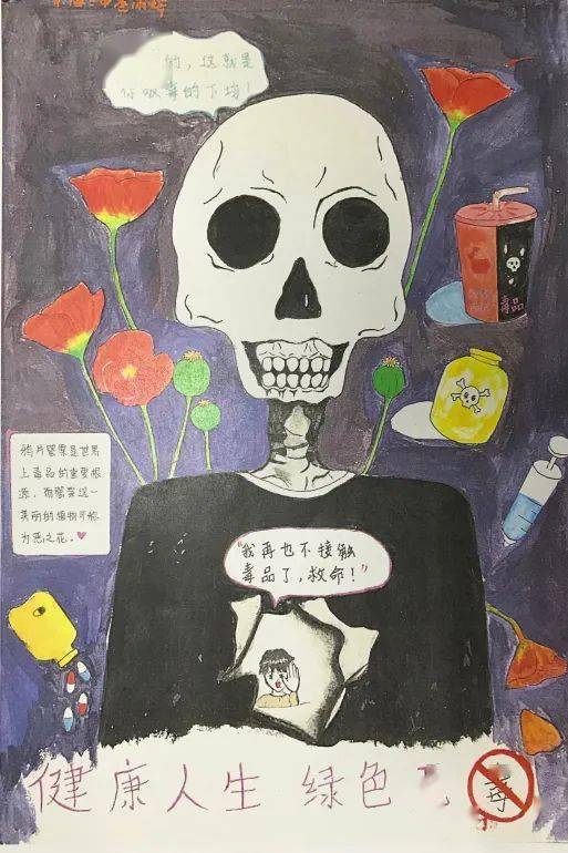 陆丰市2020"健康人生·绿色无毒"禁毒漫画,书法网络大赛入选作品(八)