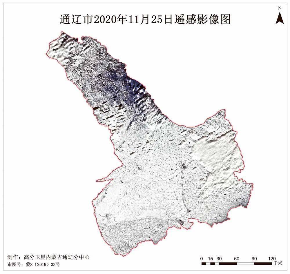 卫星影像中的雪后通辽