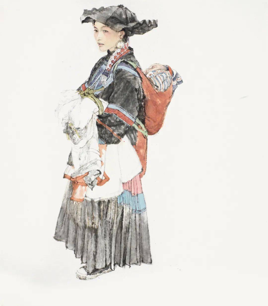 彝族风情系列之一 45cm×37cm  纸本水墨