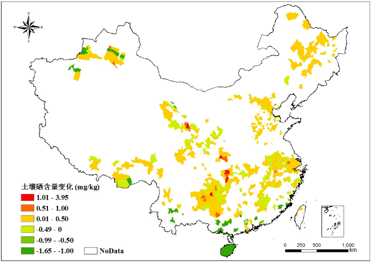 1970-2017年中国土壤硒的空间分布 2,土壤硒含量变化的区域 广西