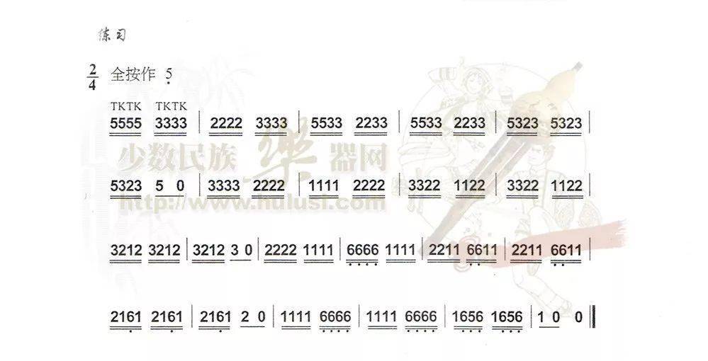 一个曲谱没有吐音怎么用葫芦丝吹(3)