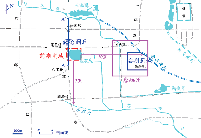 △蓟城位置示意图 来源:北京莲花池湖的形成时间探讨