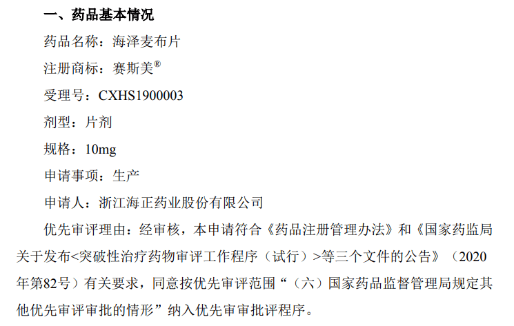 8亿元!海正药业海泽麦布片正式纳入优先审评_手机搜狐网